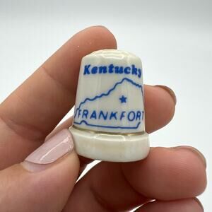 Vintage Kentucky Frankfort State Collectible Bone China Thimble